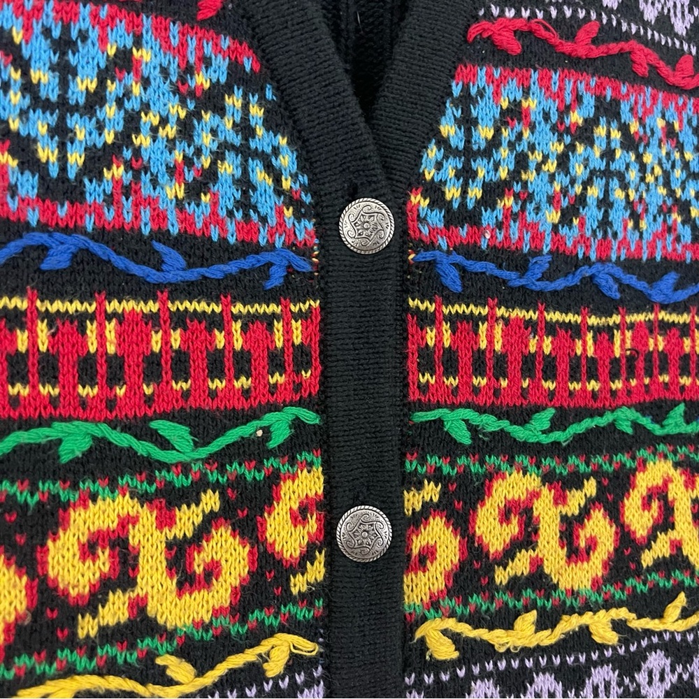 Vintage Liz Wear Multicolored Print Cotton Sweater Vest - Picture 3 of 5